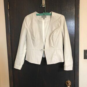 Guillaume Ladies Short White Leather Jacket Size Medium